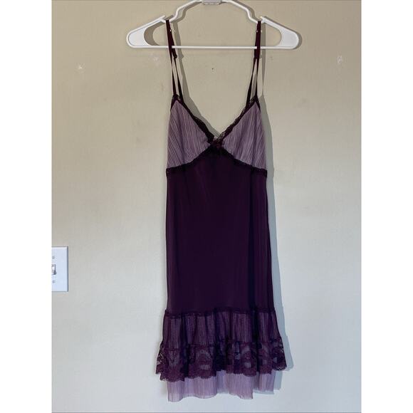 Victoria's Secret Angels Purple Silk Lace Babydoll Y2K Nightgown Lingerie Large - Picture 1 of 9